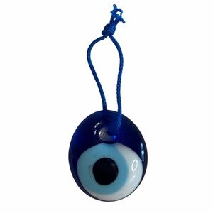 Glass Cobalt Blue Evil Eye Grecian Charm Pendant